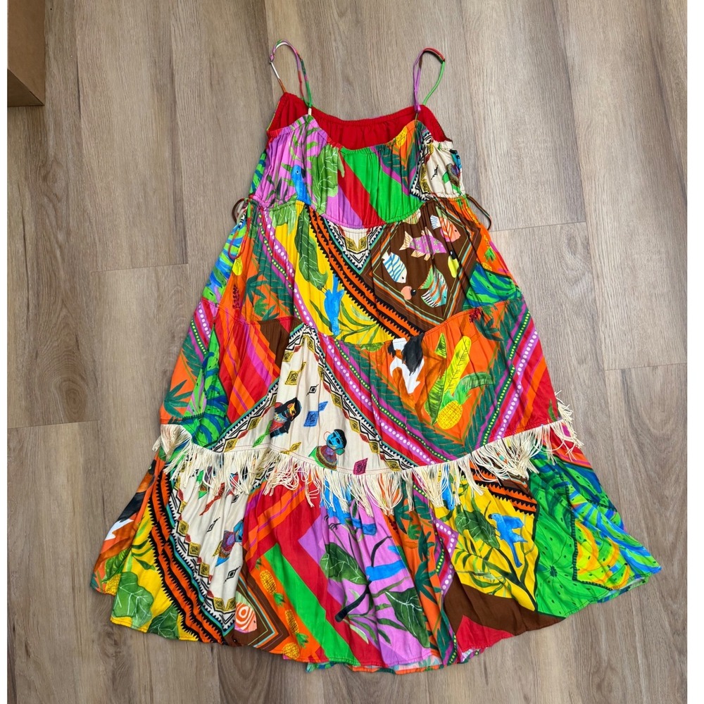 Colorful Tropical Fringe Spaghetti-Strap Sundress - Multi - Picture 5 of 9